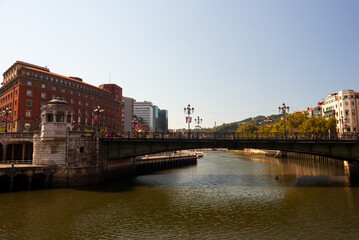 Obraz premium View of the Bridge called Puente Pedro Arrupe, Bilbao