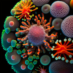 Vue rapproché de corail au sein d'un récif corallien, généré par IA - obrazy, fototapety, plakaty