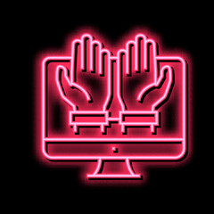 computer addiction neon glow icon illustration
