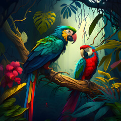 Colorful Macaws - AI