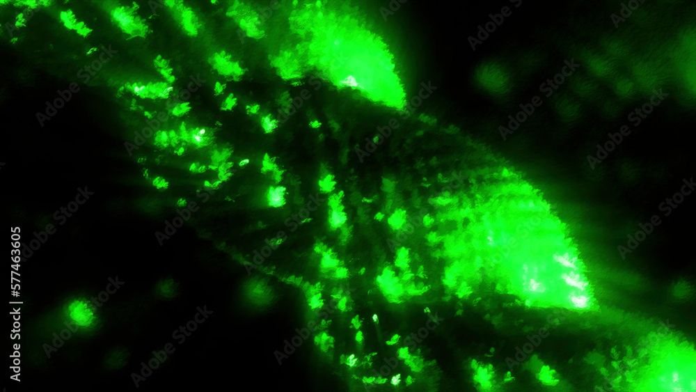 Poster close up of an abstract twisted metal chain made of tiny shiny particles. motion. abstract metal cha