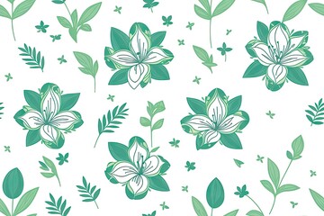 Fototapeta premium Graphic seamless lily flower repeat pattern on pastel background, generative ai. Flower illustration