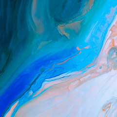 Fototapeta na wymiar Artistic blue palette marble texture, generative AI liquid fluids background