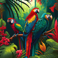 colorful macaws - artifficial intelligence