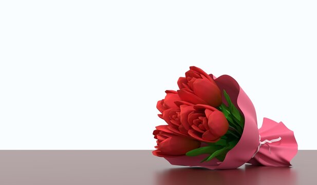 Tulip bouquet flowers background. March 8 womens day. Happy international women's day. Flowers on occasion. Spring celebration.
