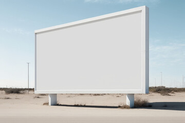Layout for advertising. Empty, white banner on the street. Generative AI.