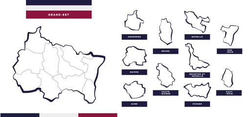 R&eacute;gion / D&eacute;partement dans le Grand-Est - France	