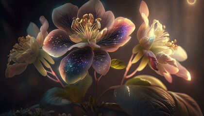 Obraz na płótnie Canvas Flowers generated with the tyndall lighting made with generative AI
