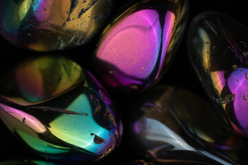 Damaged stones with iridescent surface