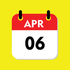 calendar with a date, 06 April icon with yellow background