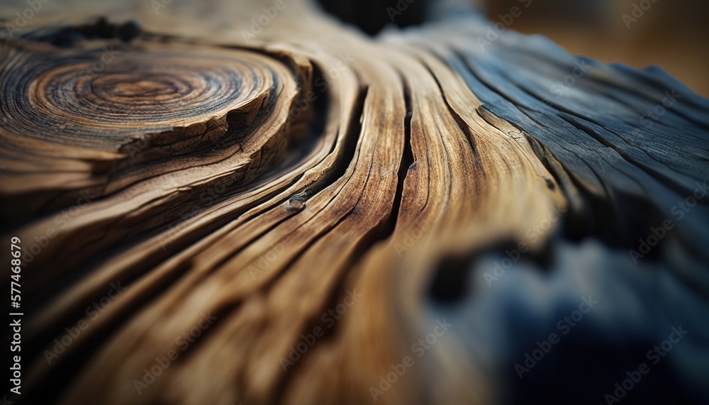 Poster a close up of a wooden table with a blurry image of the top of the table and the edge of the table i