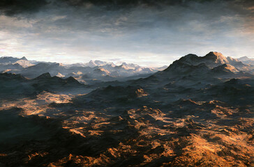 Fototapeta premium Mountains in clouds. Spectacular mountain landscape. Generative AI.