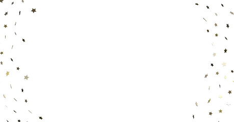 Stars - Banner with golden decoration. Festive border with falling glitter dust and stars.