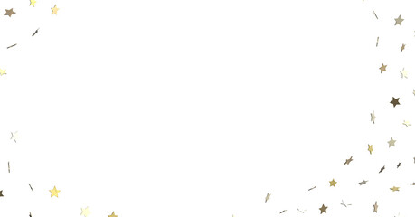 Stars - Banner with golden decoration. Festive border with falling glitter dust and stars.
