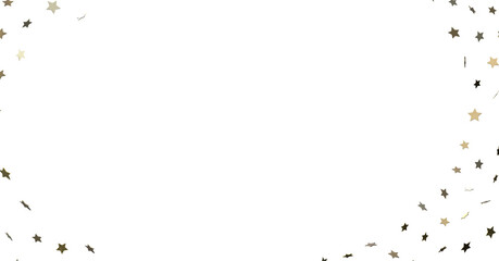 Stars - Banner with golden decoration. Festive border with falling glitter dust and stars.