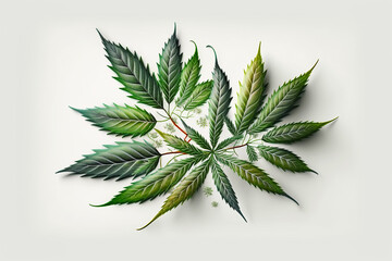 Cannabis leaves isolated white background