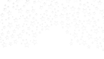 Banner with silver decoration. Festive border with falling glitter dust and stars.