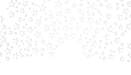 Banner with silver decoration. Festive border with falling glitter dust and stars.