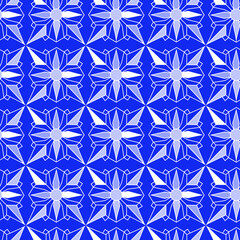 Blue Abstract Geometric Flower Seamless Pattern