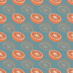 Blue Citrus Orange Transparent Seamless Pattern