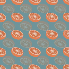 Blue Citrus Orange Transparent Seamless Pattern