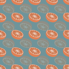 Blue Citrus Orange Transparent Seamless Pattern