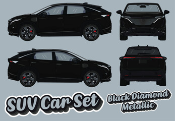 Fototapeta premium Black and white vector car drawing. EPS File. SUV, EV drawing. SUV Cars set. Color named 