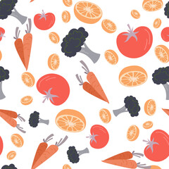 White Muted Vegetable Healthy Ingredients Seamless Pattern