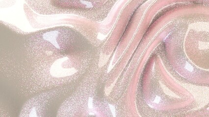 Shiny shimmer white pink glitter cream closeup cosmetic smooth neon glossy rose lip gloss background soft plastic macro texture waves 4k