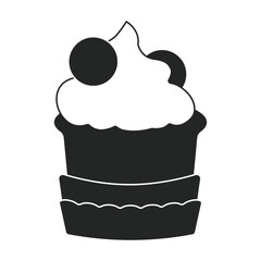 Cupcake vector icon. Black vector icon isolated on white background cupcake.