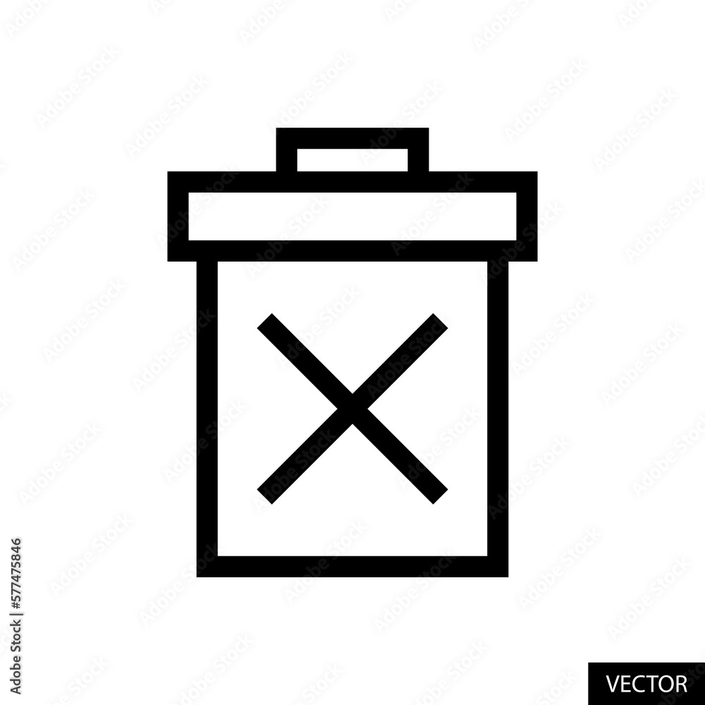 Aufkleber delete button, remove vector icon in line style design for website, app, ui, isolated on white backg