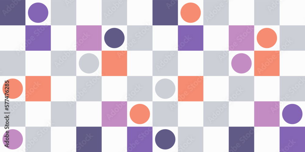 Poster checkerboard gray board with circles on it. for print, interior, seamless canvas.
