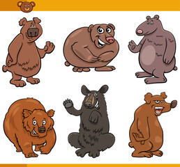 cartoon bears animals comic characters set