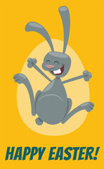 happy cartoon Easter bunny greeting card design
