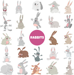 cartoon funny rabbits animal characters big set