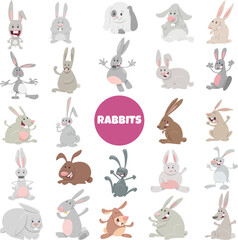 Fototapeta premium cartoon funny rabbits animal characters big set