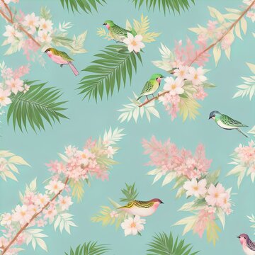 Birds nd leaves pattern. Great for greeting cards, invites, prints. 
