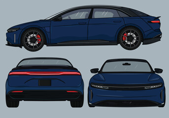 Fototapeta na wymiar Vector drawing of Sports cars. EV Sports cars. Air Sapphire. EPS File. Cars Set.