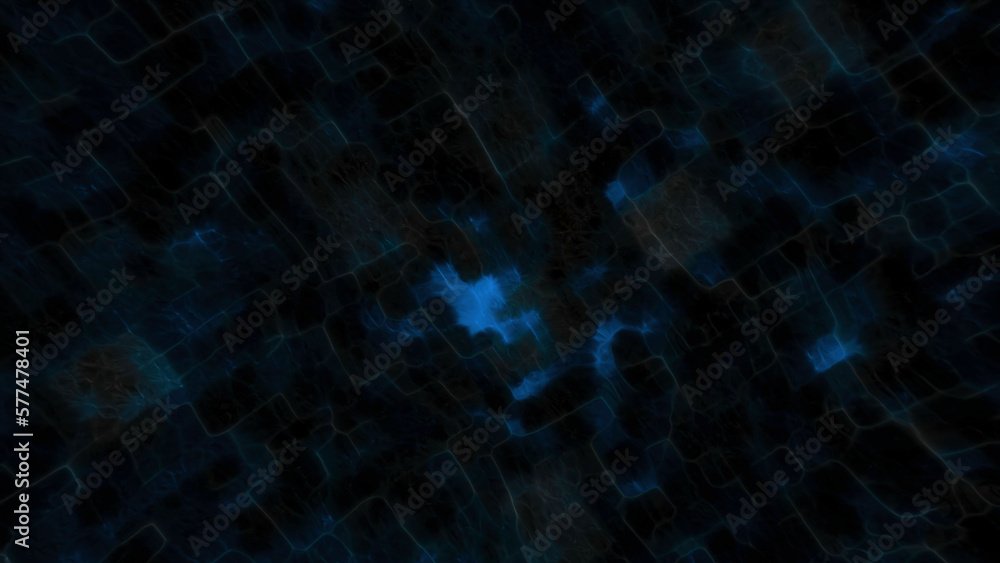 Poster Abstract background with moving black dots and flickering light spots. Motion. Computer background with moving black particles and square spots. Dark background with blurred spots and black particles