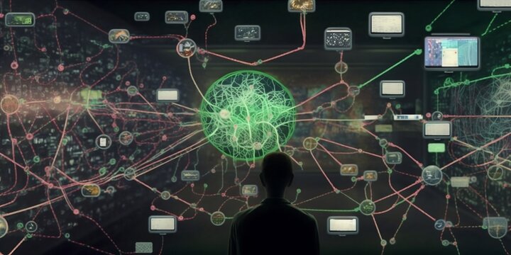 A visual representation of how a decentralized network is structured and how data is transmitted across the network. Generative AI.