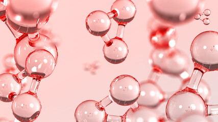 Microbiology nucleus atom or molecule. Science technology in medicine concept with pink background. 3d rendering