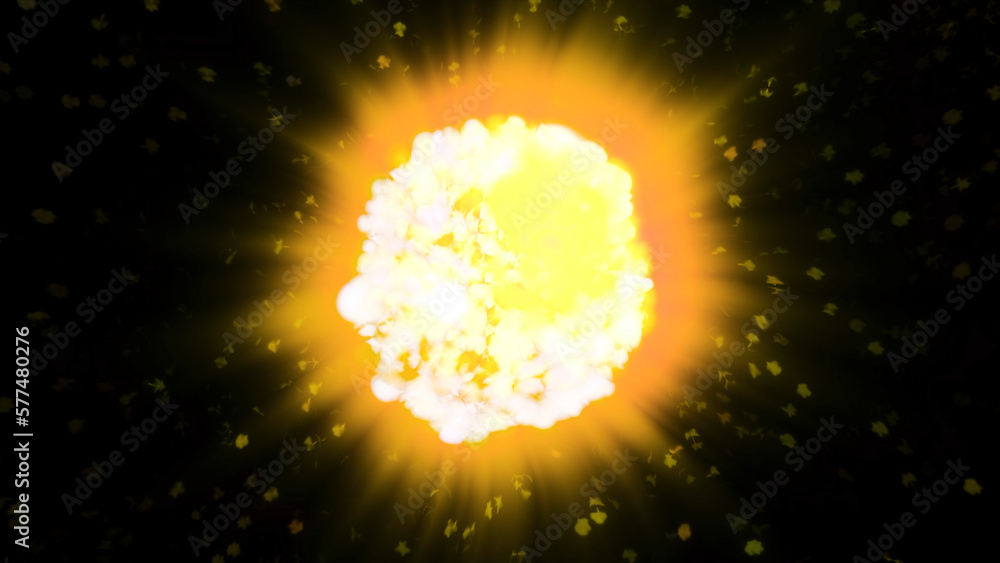 Poster cosmic explosion with formation of ball. motion. bright explosion of cosmic star with formation of p