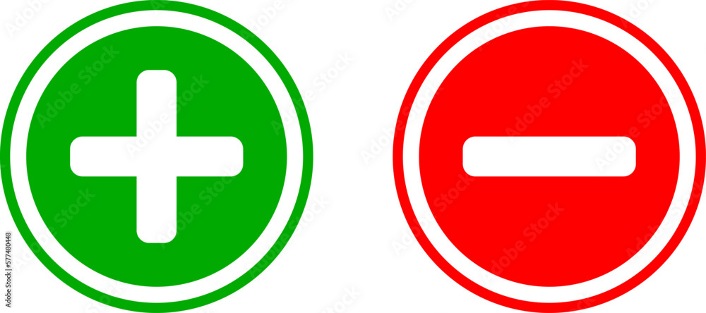 Aufkleber plus minus or positive negative or yes and no or right and wrong or approved and declined or advanta