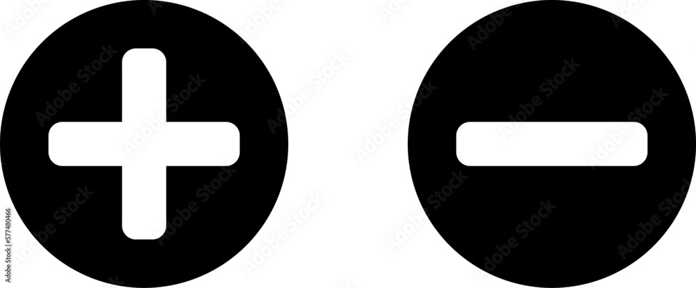 Poster plus minus or positive negative or yes and no or right and wrong or approved and declined round sign
