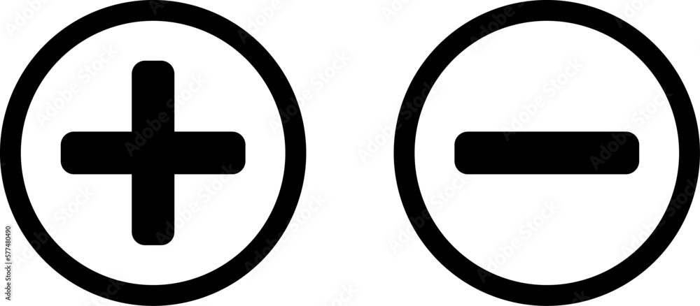 Poster plus minus or positive negative or yes and no or right and wrong or approved and declined sign icon 