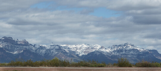 Winter snowstorm capped the Arizona Superstitious Mountains with Snow 