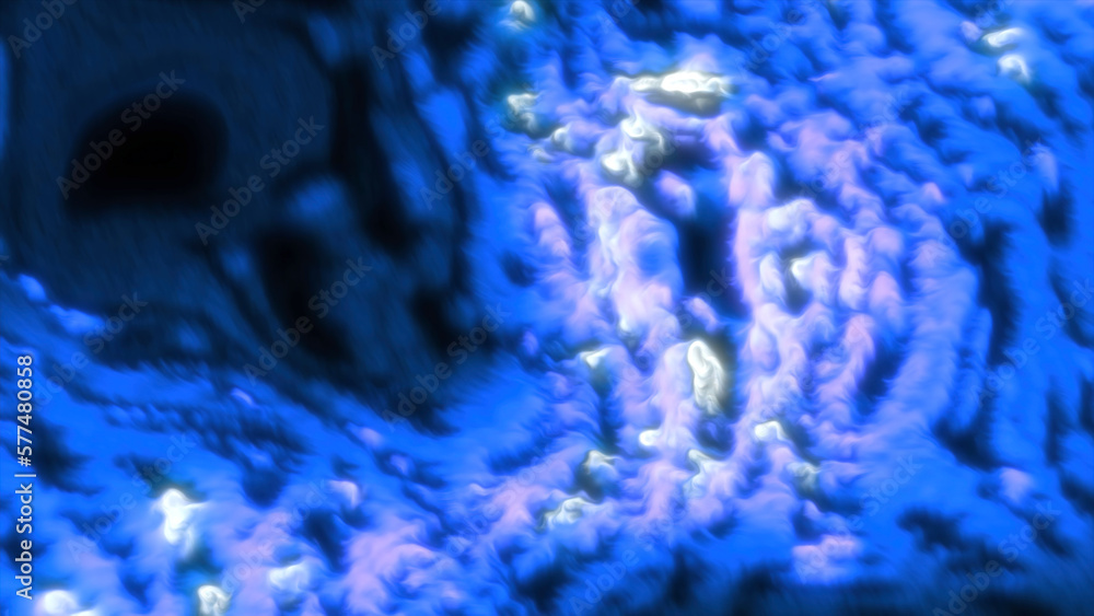 Poster bubbling liquid with glowing molecules. motion. bright boiling liquid with shimmering ripples. plasm