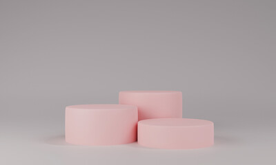 3 Podiums for product display mock up. 3D rendering.
