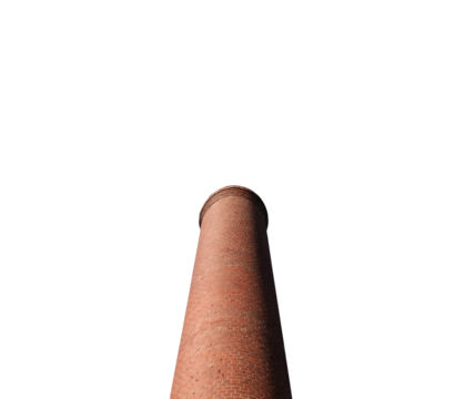 Old brick smokestack with cut out background.