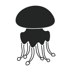 Jellyfish vector icon. Black vector icon isolated on white background jellyfish.